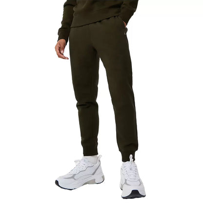 Front view of navy blue Jack Wills Men's Haydor slim fit joggers featuring soft brushed fleece texture, side pockets, and embroidered heritage logo against a clean studio background.