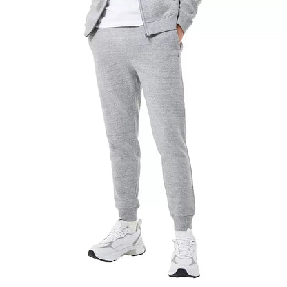 Front view of navy blue Jack Wills Men's Haydor slim fit joggers featuring soft brushed fleece texture, side pockets, and embroidered heritage logo against a clean studio background.