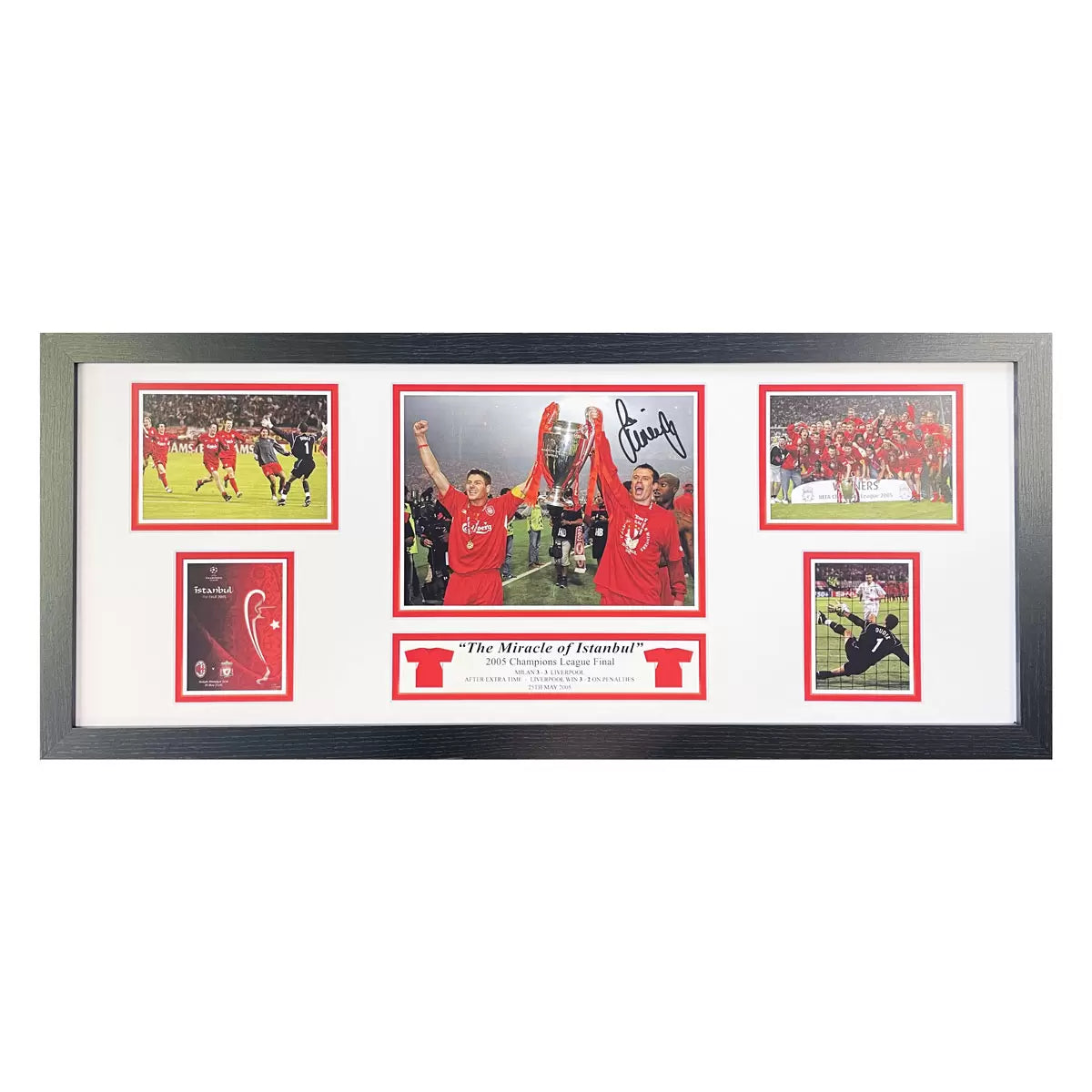 Authentic Jamie Carragher signed framed 2003 Liverpool Champions League Istanbul storyboard photo with COA.