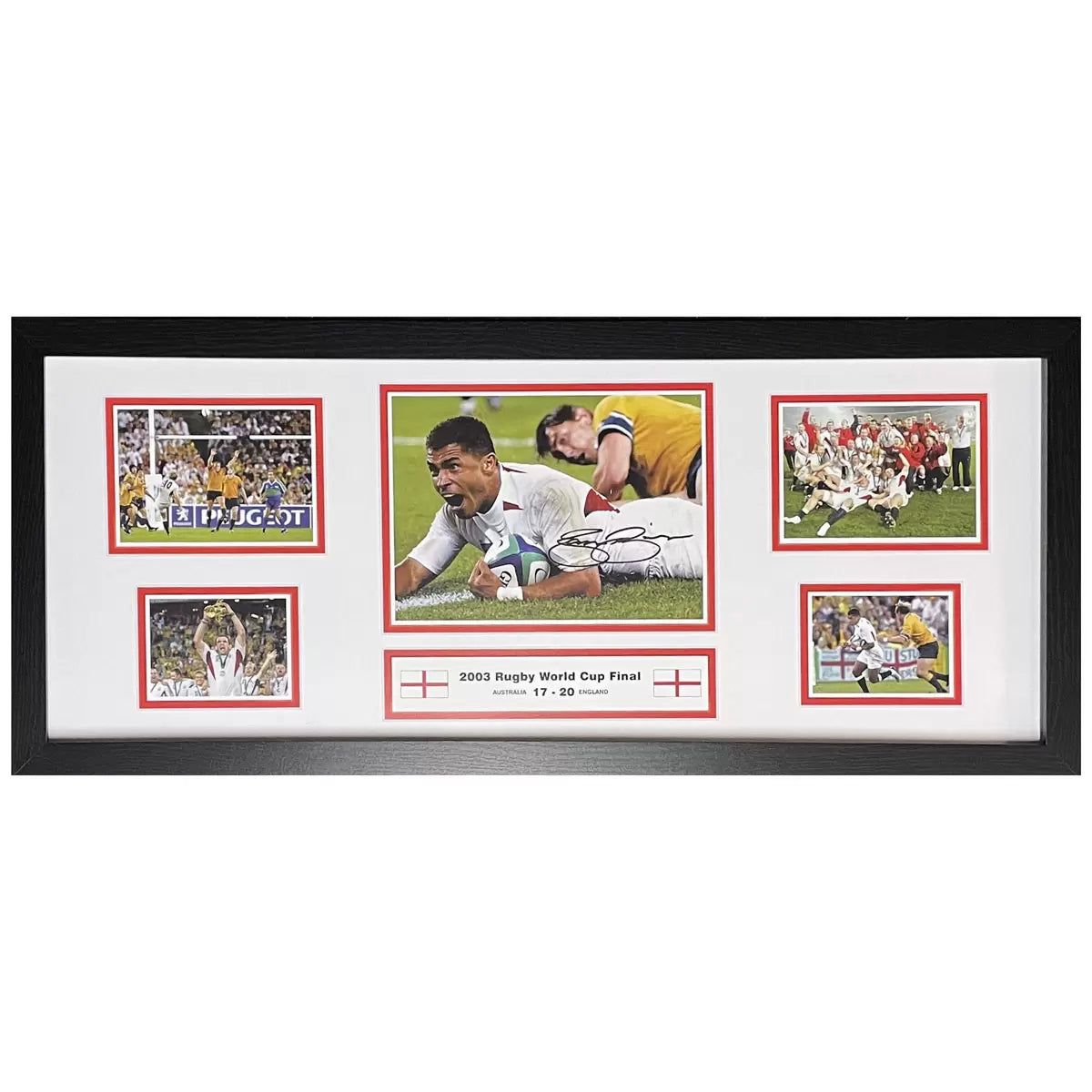 Authentic Jason Robinson signed framed 2003 Rugby World Cup panoramic storyboard with integrated photo COA.
