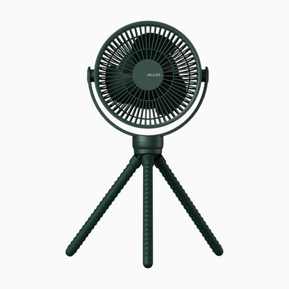 JisuLife Life1 Mini Stroller Fan mounted on a baby pram handlebar during a sunny day out.
