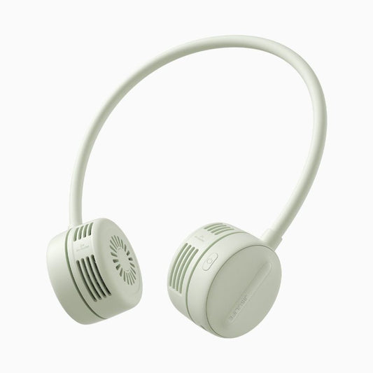 Close-up view of the USB-C charging port and 4-speed control button on the lightweight JisuLife portable fan.