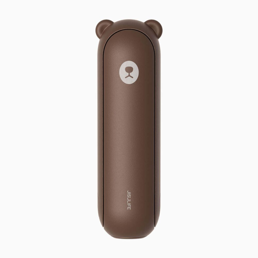 Portable JisuLife Life8 Plus 3-in-1 fan and power bank being used as a backup phone charger.