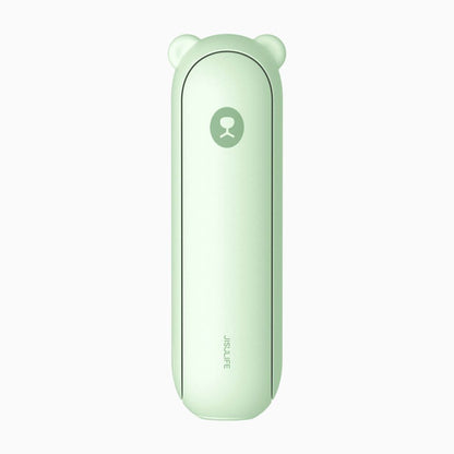 Portable JisuLife Life8 Plus 3-in-1 fan and power bank being used as a backup phone charger.