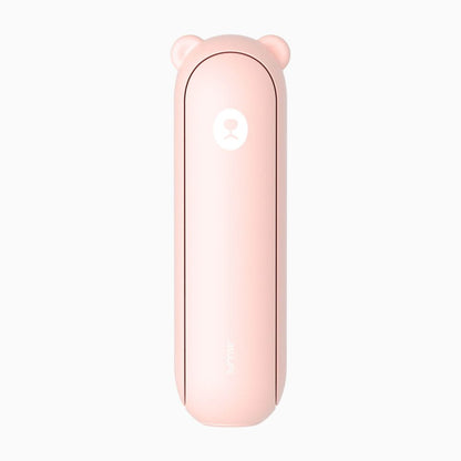 Portable JisuLife Life8 Plus 3-in-1 fan and power bank being used as a backup phone charger.