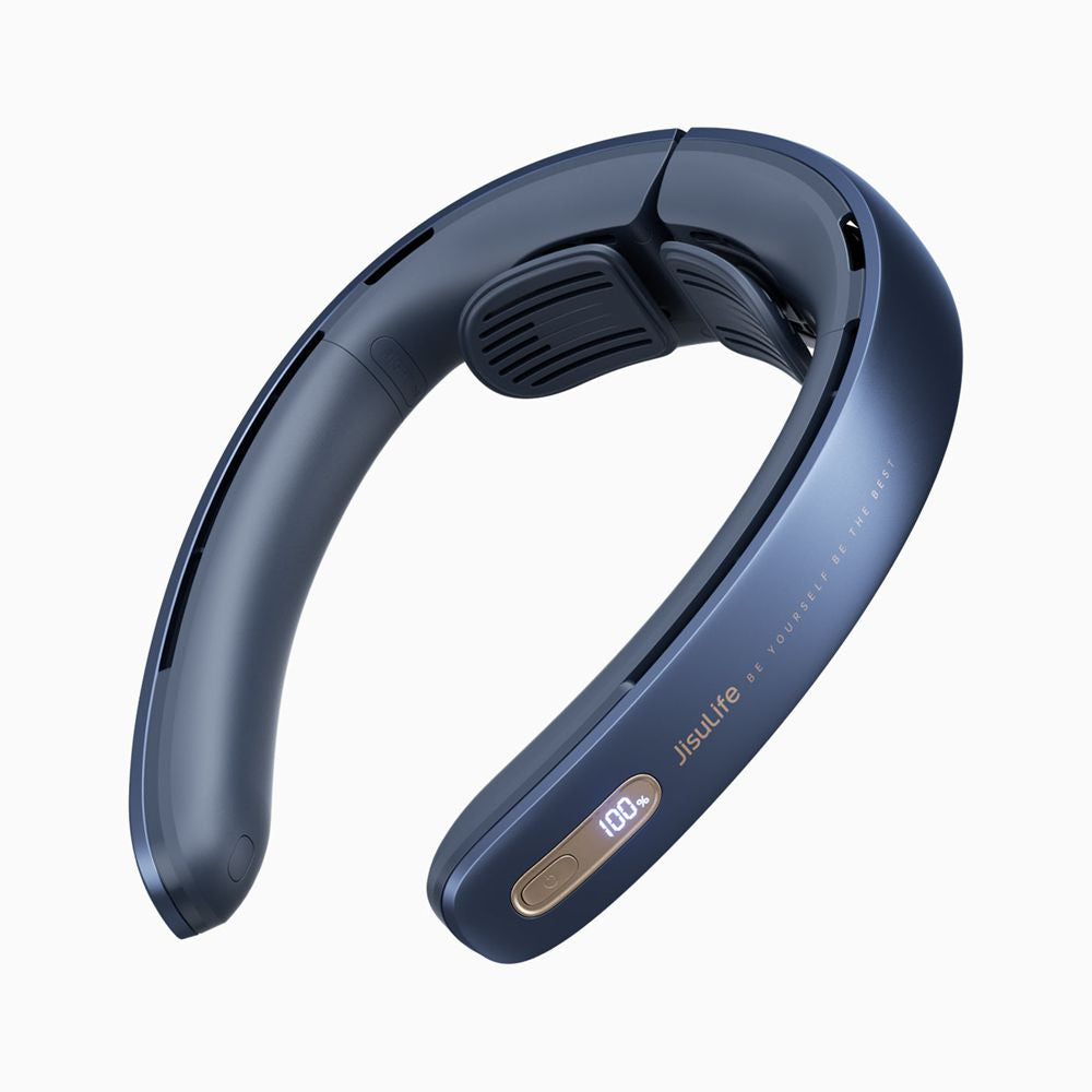 Close-up angle of the ergonomic breathable collar and turbo air duct on the JisuLife Pro1 personal fan.
