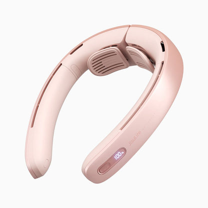 Close-up angle of the ergonomic breathable collar and turbo air duct on the JisuLife Pro1 personal fan.