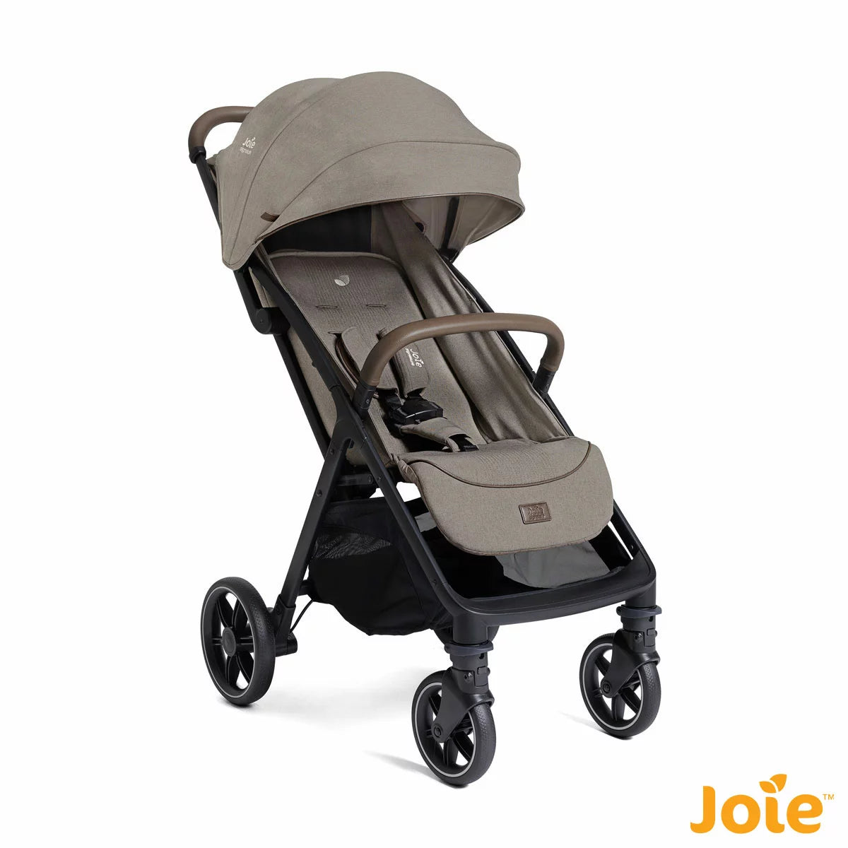 Joie Signature Parcel LX stroller in Maple colorway folded down into its ultra compact travel carry bag