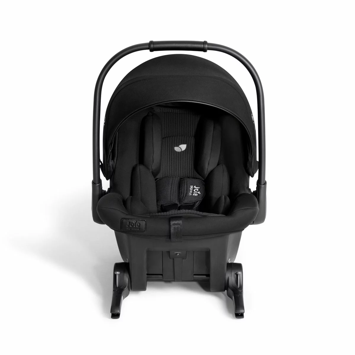 Joie Sprint Signature infant carrier showing the integrated green-guided ISOFIX arms extended for direct car anchoring.