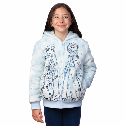 Front view of a colorful Character Kids Plush Hoodie in soft fleece fabric with full zip and detailed character embroidery displayed against a clean backdrop.