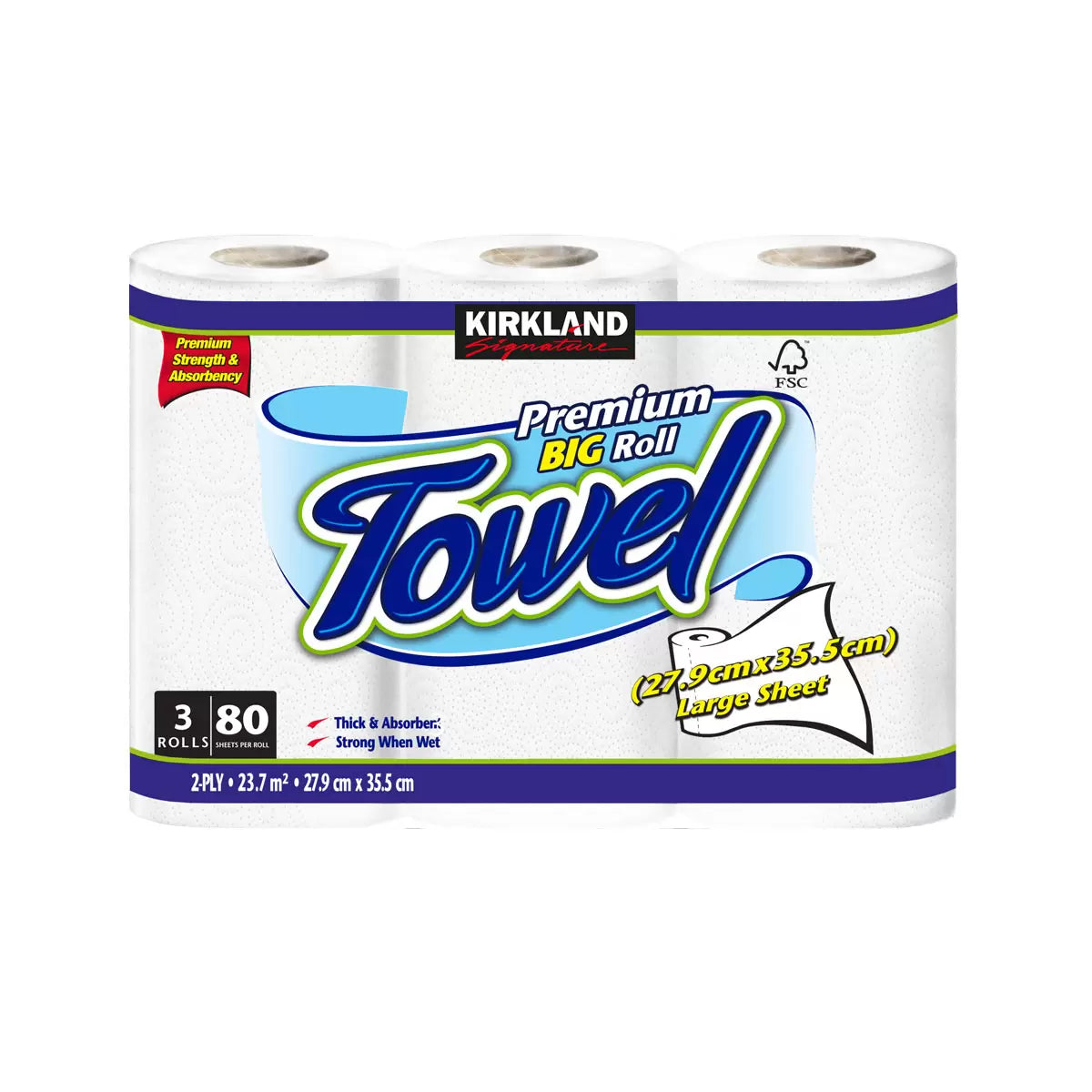 Kirkland Signature Kitchen Roll Towels 4 packs of 3 rolls with 80 sheets per roll for kitchen cleaning and spills
