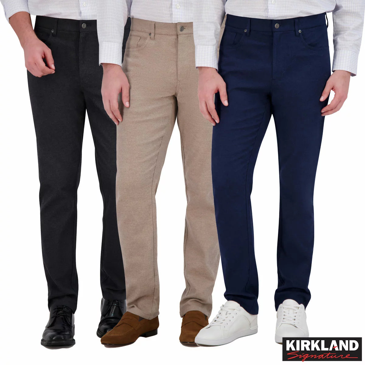 Kirkland Signature Men's Brushed 5-Pocket Pant in soft brushed fabric with classic 5-pocket casual design/1