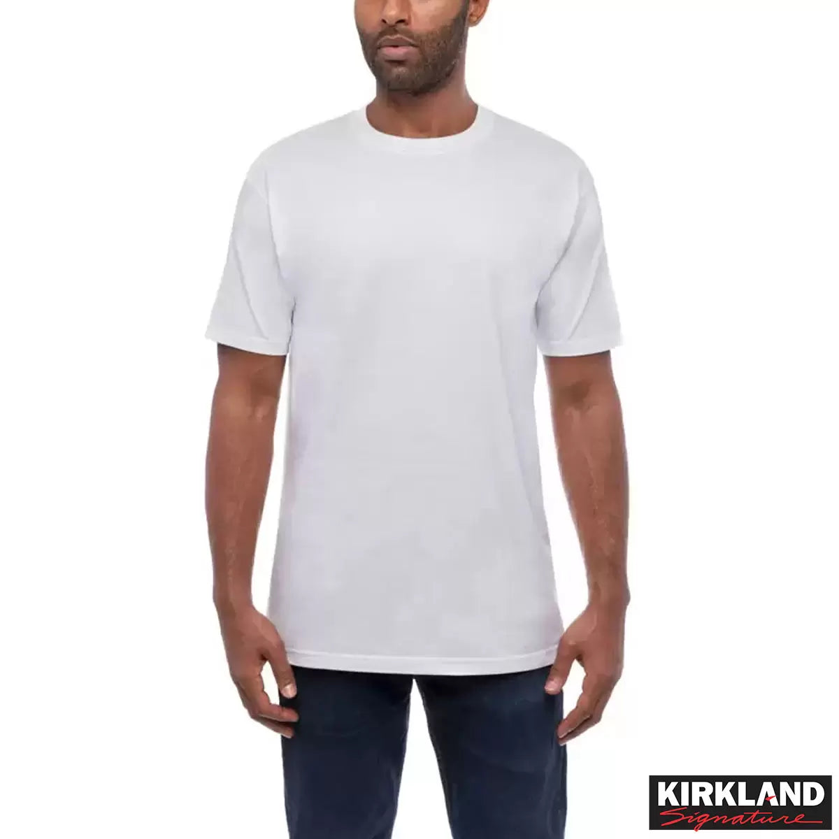Kirkland Signature Men's Cotton Crewneck White T-Shirt 6 Pack with breathable cotton fabric and classic everyday fit/1