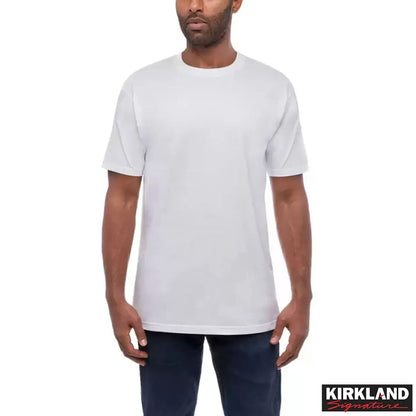 Kirkland Signature Men's Cotton Crewneck White T-Shirt 6 Pack with breathable cotton fabric and classic everyday fit/1