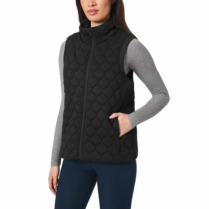 Kirkland Signature Women's Quilted Vest featuring lightweight quilted insulation, full-zip front closure, and comfortable everyday layering design.