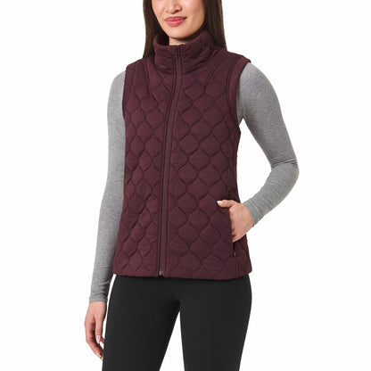 Kirkland Signature Women's Quilted Vest featuring lightweight quilted insulation, full-zip front closure, and comfortable everyday layering design.