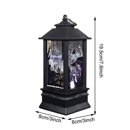 An acrylic LED Halloween square wind light featuring a soft glow and a metal hanging ring displayed on a festive tabletop