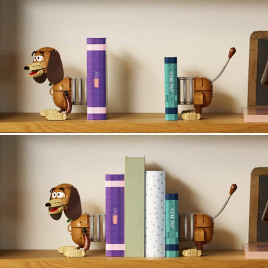 LEGO Disney Pixar Toy Story Slinky Dog Bookends Model 43301 functional decorative bookend set featuring Slinky Dog design for adult Disney fans aged 18 and above