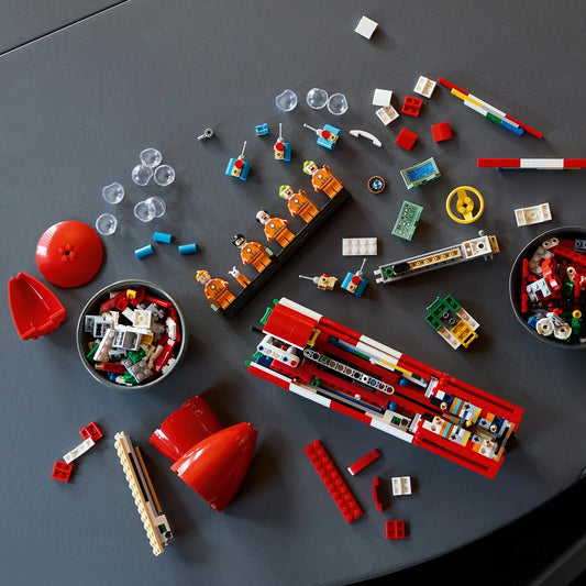 LEGO Ideas Tintin Moon Rocket Model 21367 collectible rocket display set inspired by the classic Tintin adventures for adults aged 18 and above