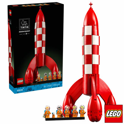LEGO Ideas Tintin Moon Rocket Model 21367 collectible rocket display set inspired by the classic Tintin adventures for adults aged 18 and above