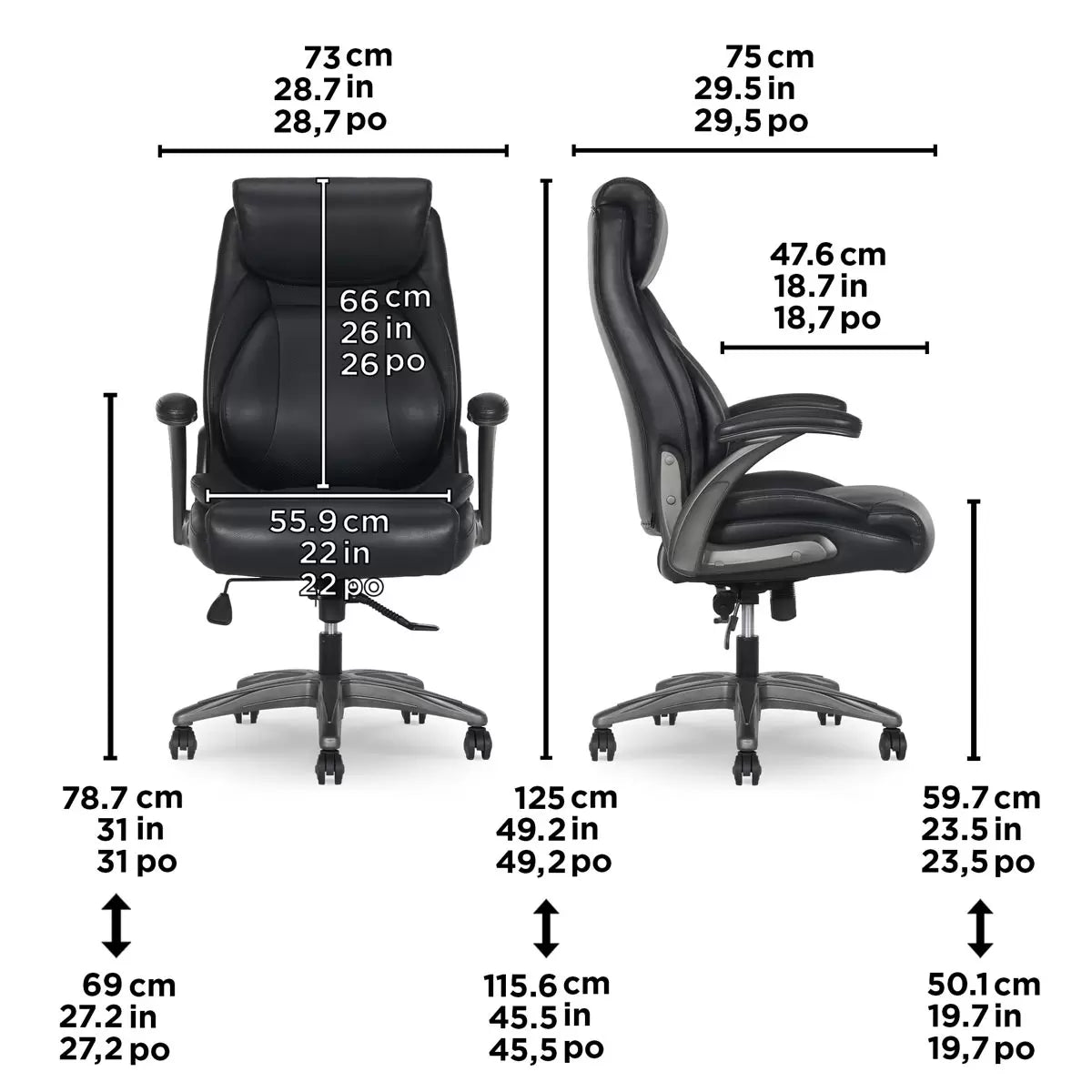 La-Z-Boy Air Lumbar Manager Office Chair Black with Flip-Up Arms and ergonomic adjustable design