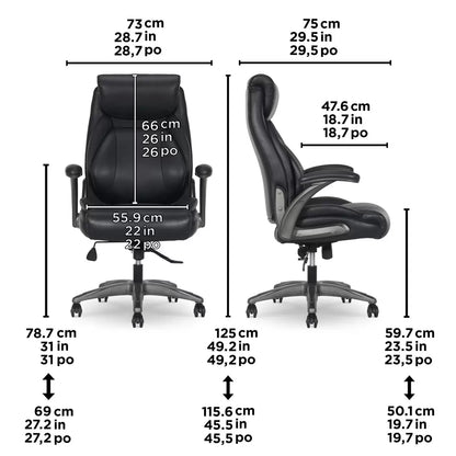 La-Z-Boy Air Lumbar Manager Office Chair Black with Flip-Up Arms and ergonomic adjustable design