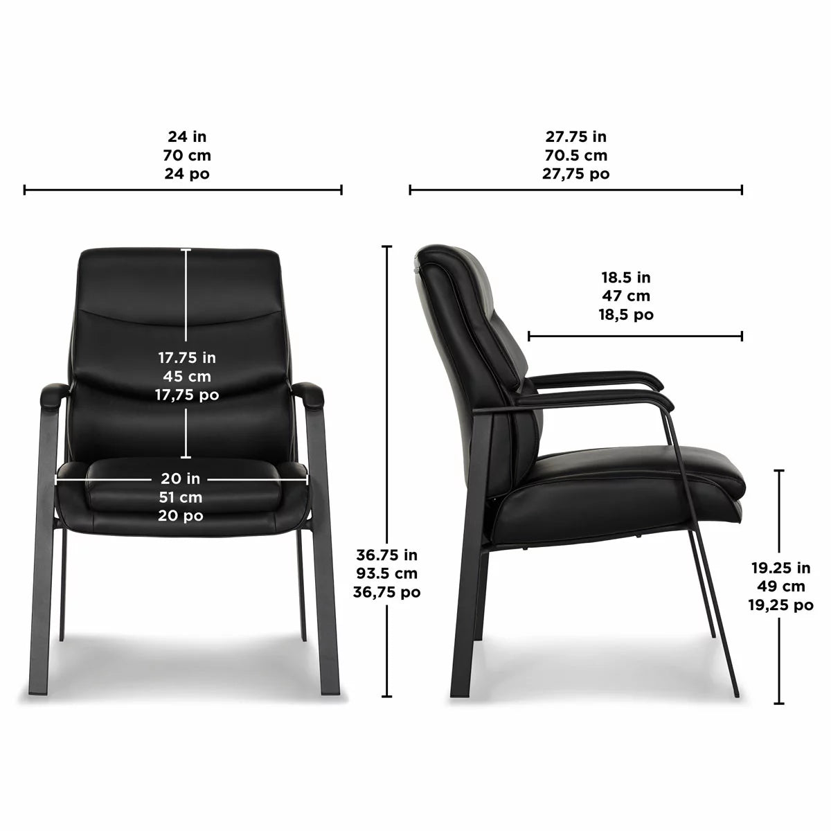 La-Z-Boy black visitors chair with padded seat and backrest for office reception and meeting room seating
