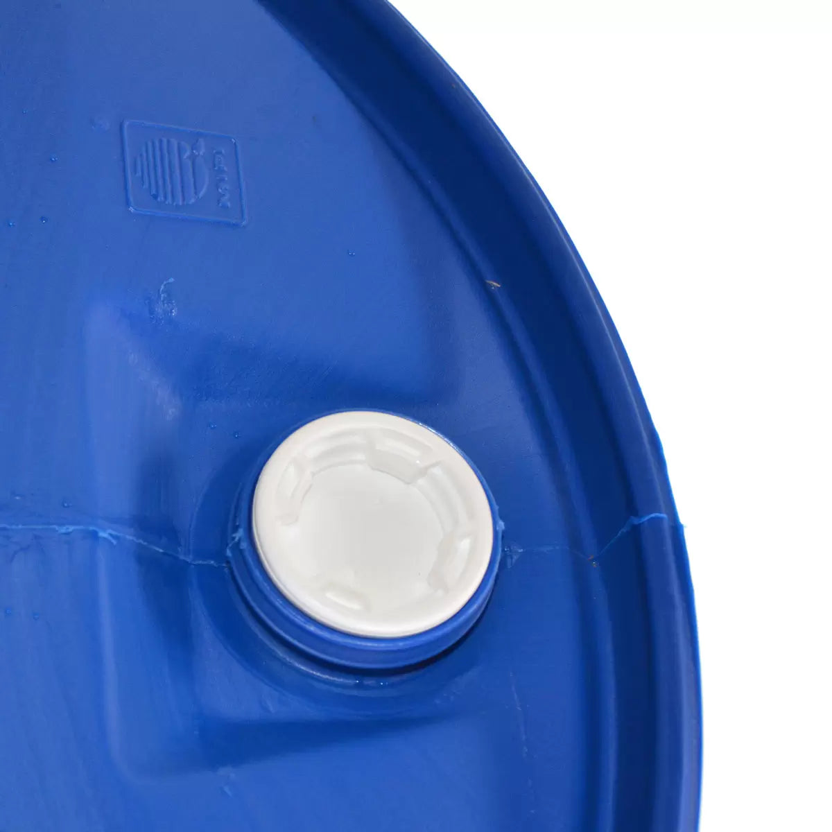 Landowner Blue manual piston AdBlue barrel pump mounted securely to a blue 220L drum with its 2-metre hose attached.