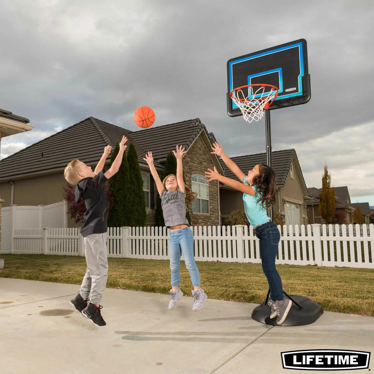 Lifetime 32 Inch Youth Portable Basketball Hoop with adjustable height, durable backboard, and portable base designed for young basketball players.