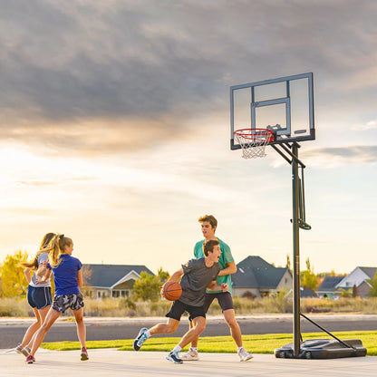 Lifetime 52 Inch Power Lift XI Portable Basketball Hoop System with adjustable height mechanism, durable backboard, and portable outdoor basketball goal.