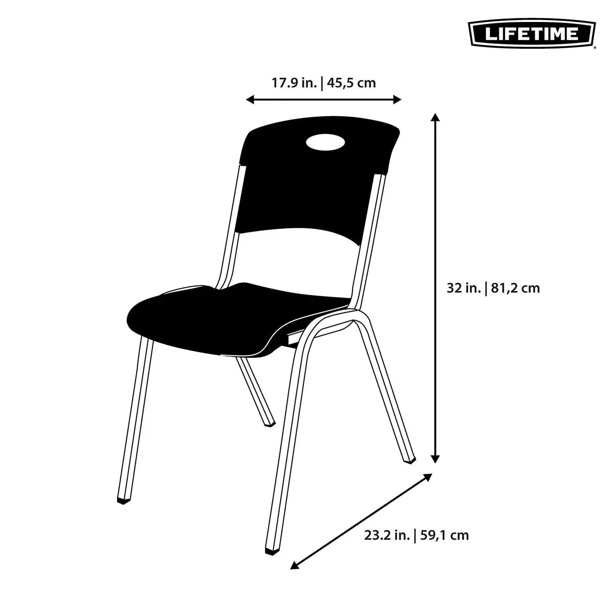 Lifetime black stacking chairs 14 pack with durable steel frame and stackable space-saving design for commercial and event seating