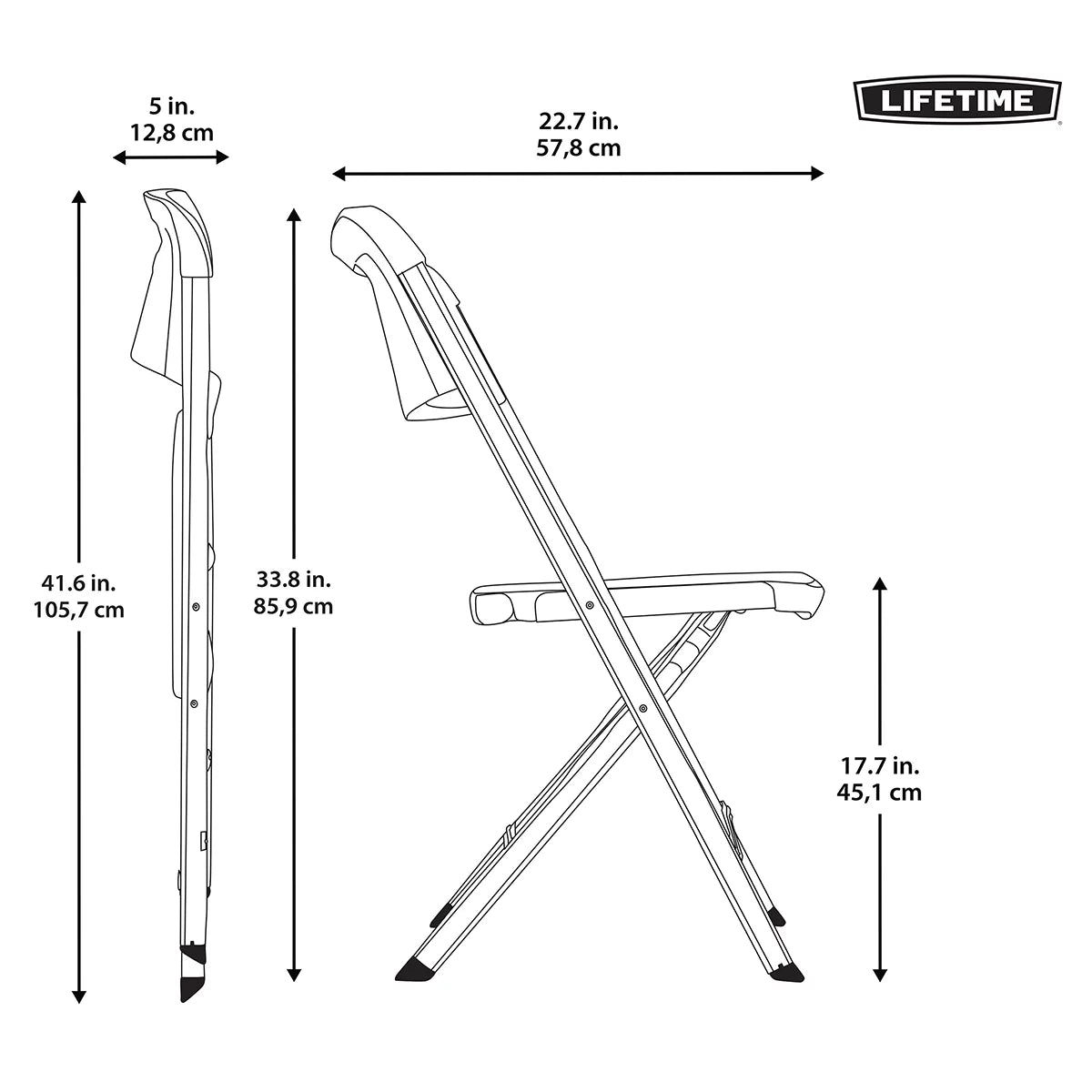 Durable Lifetime bypass folding chairs 4 pack with heavy duty steel frame, ergonomic seat, and space-saving foldable design for commercial use.