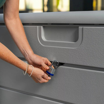 Lifetime-heavy-duty-outdoor-storage-deck-box-984L-grey-wood-grain-texture