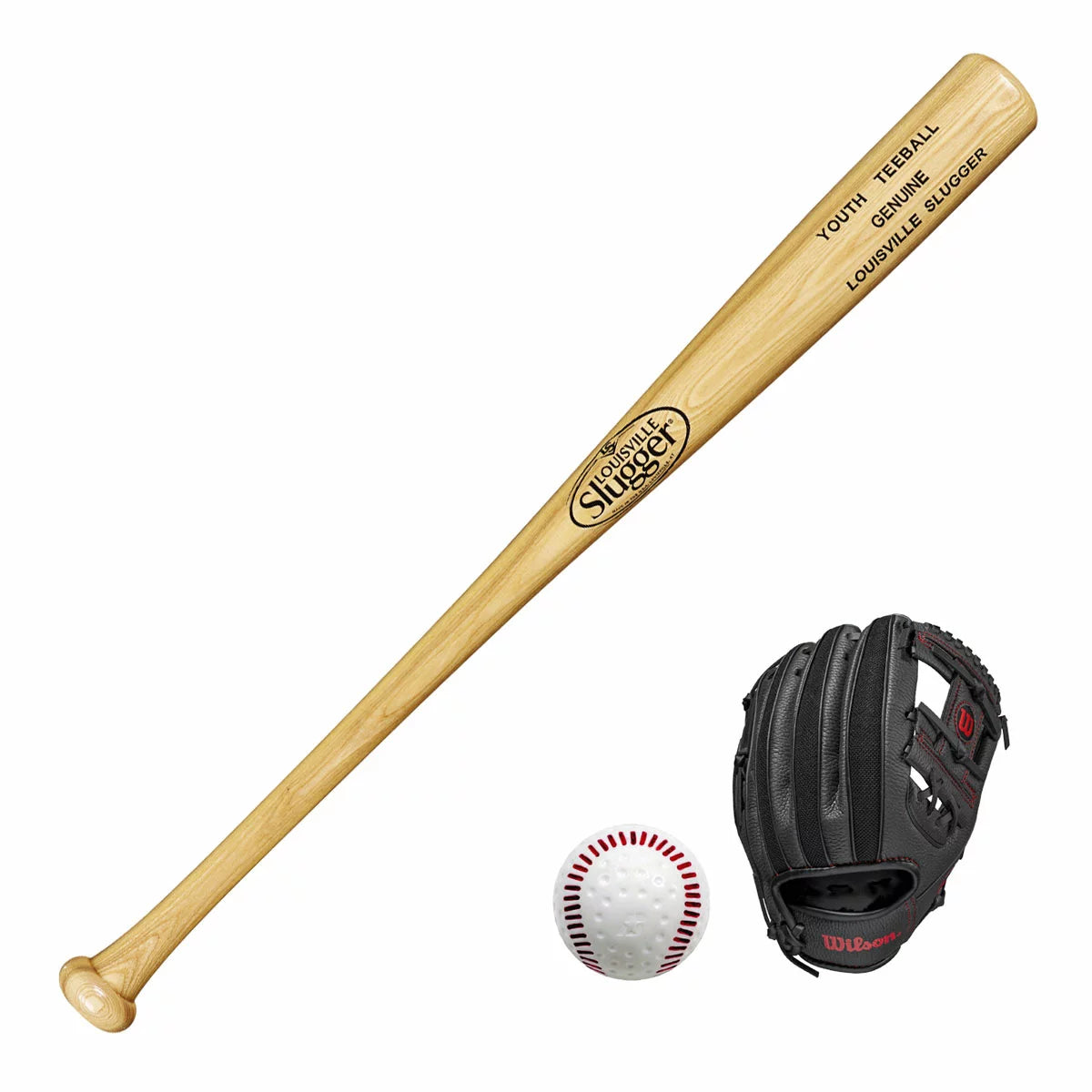 youth baseball set bat ball glove complete starter kit - 1
