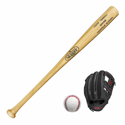 youth baseball set bat ball glove complete starter kit - 1