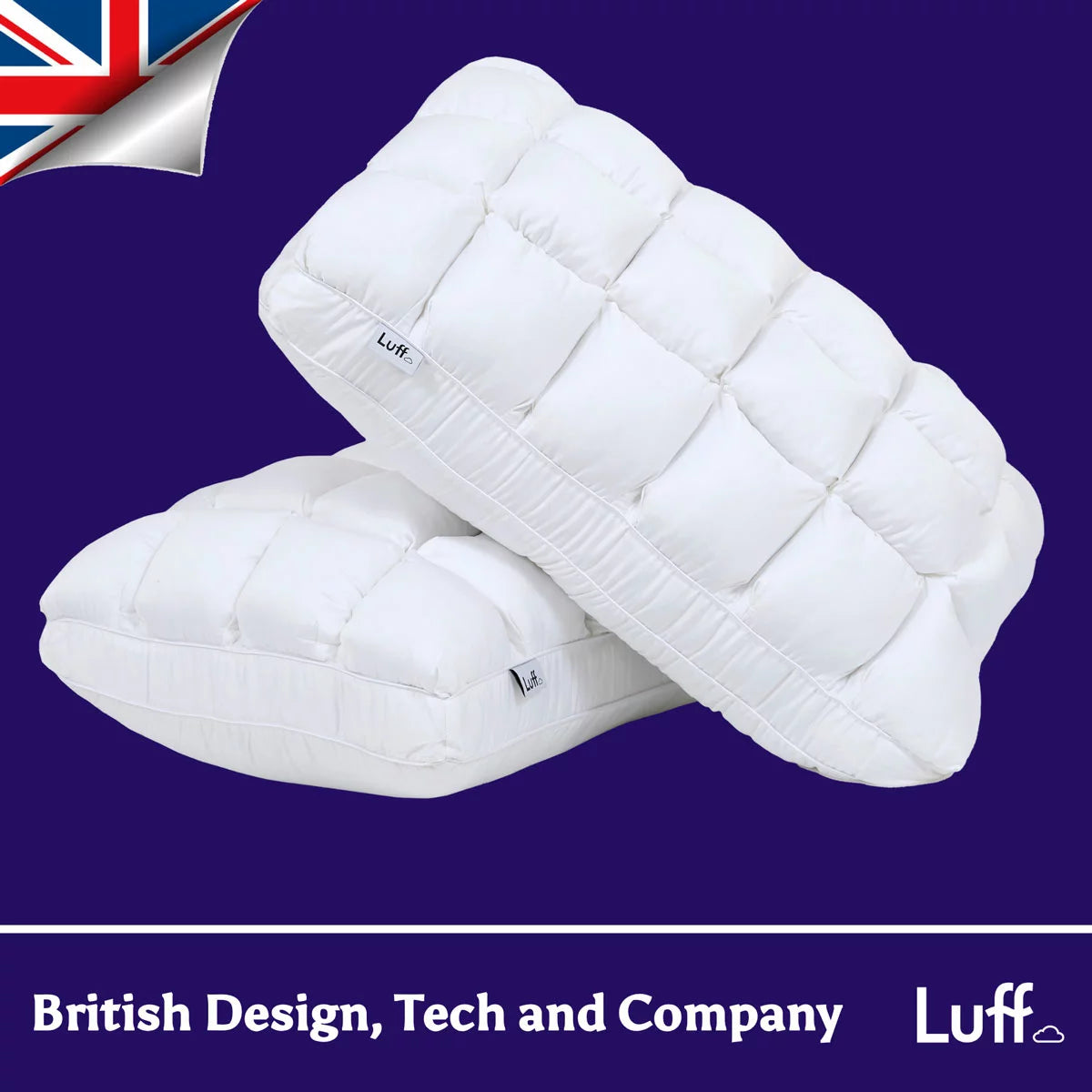 Luff Luxury Bamboo Paradise Springs Pillow featuring a smooth white Nanoweave cover showing subtle woven texture on a modern bed setup.