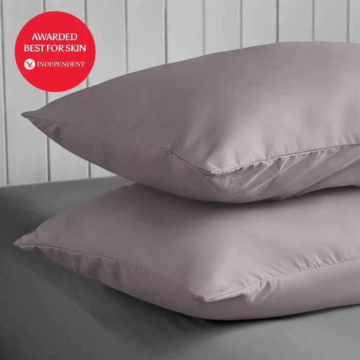 Close up view of Luff SilverLining 1000TC organic bamboo pillowcase fabric showing its smooth lustrous silk texture