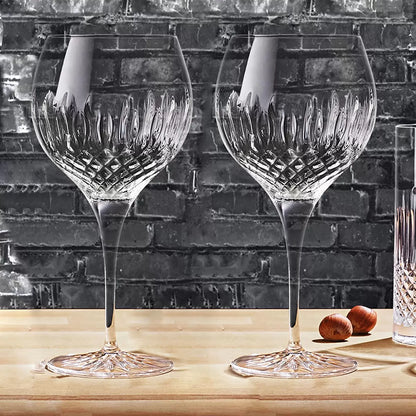 Luigi Bormioli Diamante 650ml crystal gin glasses 8 pack featuring large balloon bowl design for gin and tonic cocktails