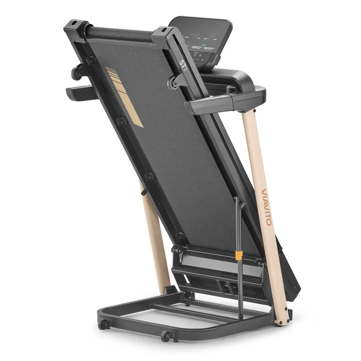 MAXhealth Viavito ST1 folding walking treadmill with retractable arms, compact home and office cardio fitness equipment