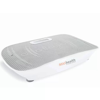 MAXhealth Fitness Board illuminated with blue LED lights showing the digital LCD screen and anti slip mat