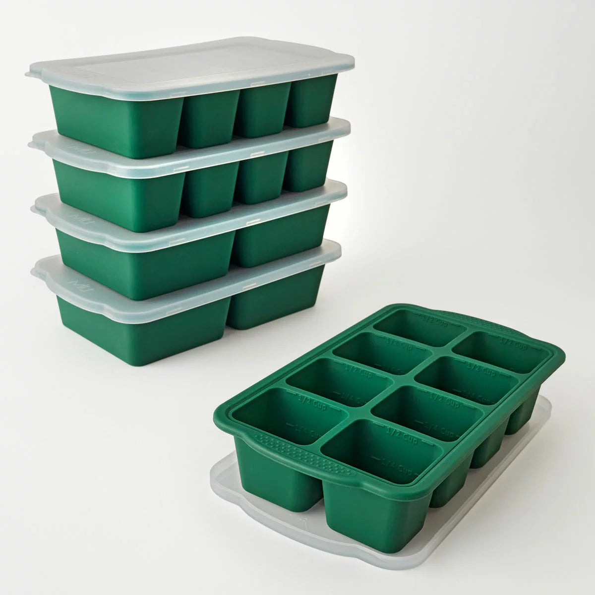 MIU Silicone Freezer Tray 5 Piece Set in Green for meal prep, food storage, and portion-controlled freezing
