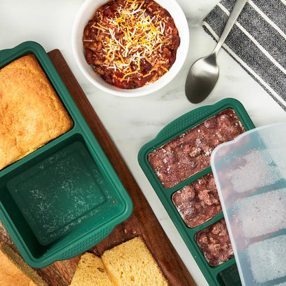 MIU Silicone Freezer Tray 5 Piece Set in Green for meal prep, food storage, and portion-controlled freezing