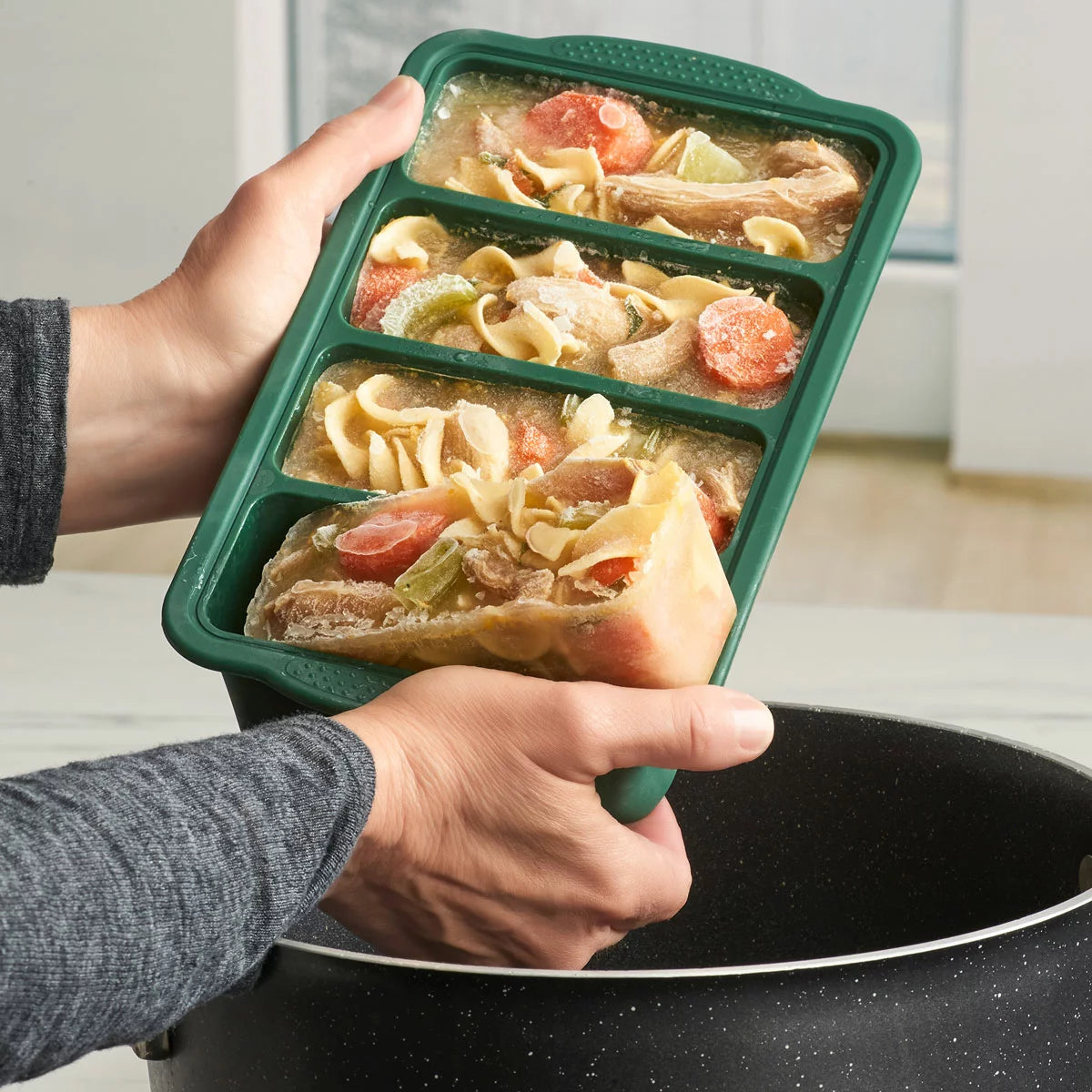MIU Silicone Freezer Tray 5 Piece Set in Green for meal prep, food storage, and portion-controlled freezing
