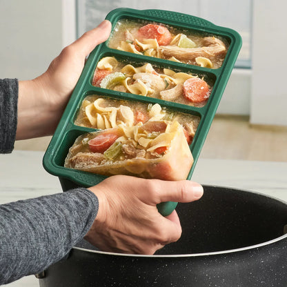 MIU Silicone Freezer Tray 5 Piece Set in Green for meal prep, food storage, and portion-controlled freezing