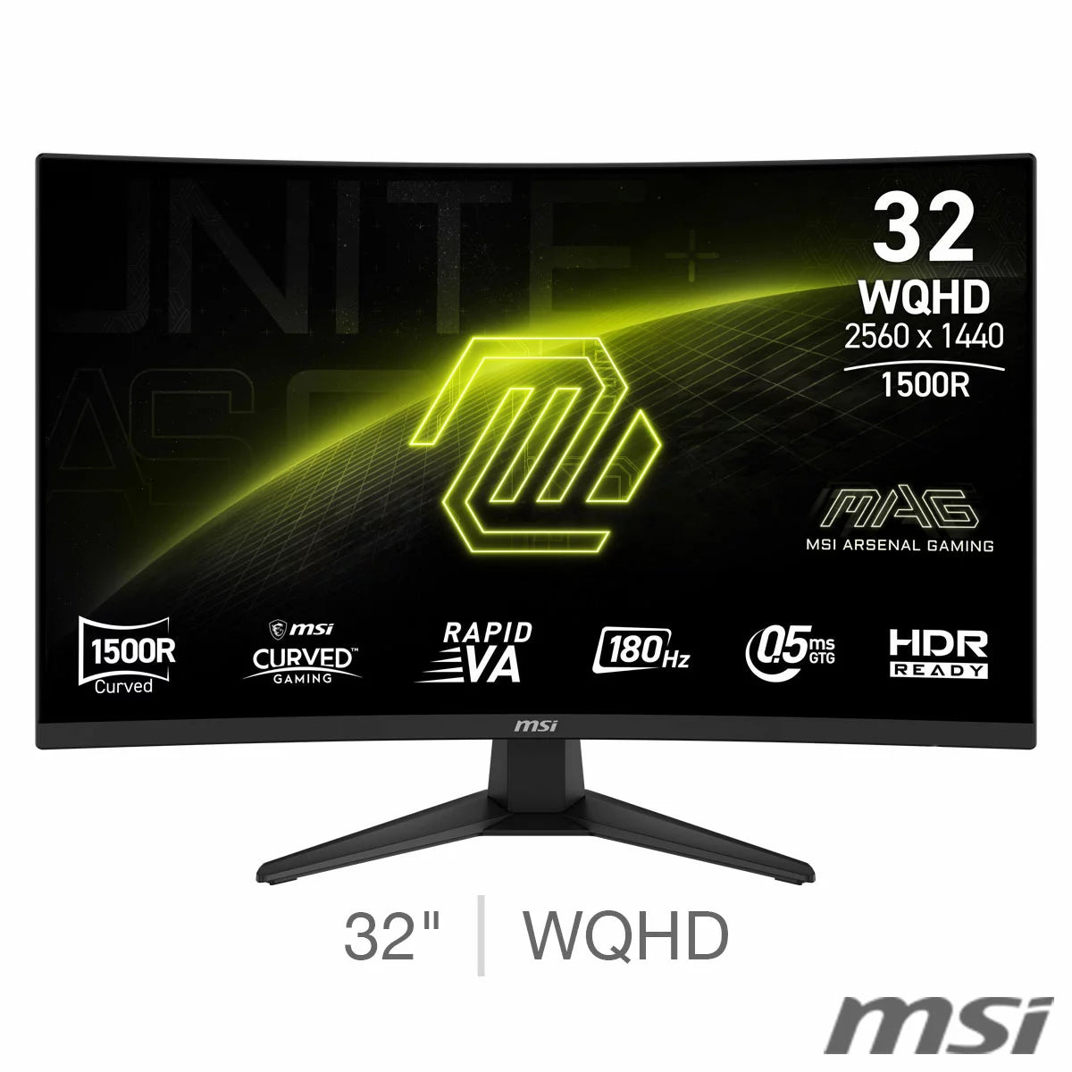 MSI 321CQF E18 32 inch WQHD 180Hz VA gaming monitor with curved display and high refresh rate
