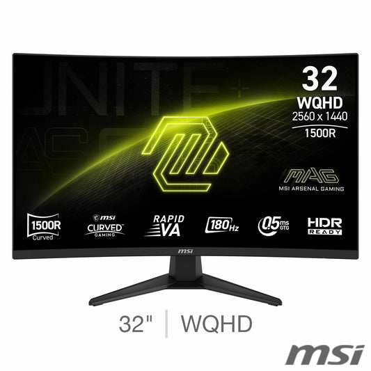MSI 321CQF E18 32 inch WQHD 180Hz VA gaming monitor with curved display and high refresh rate