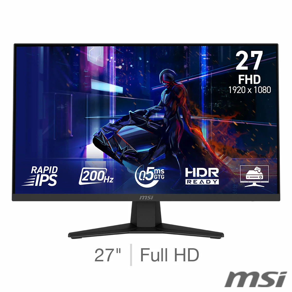 MSI MAG 274F 27 inch Full HD Rapid IPS gaming monitor model 9S6-3CE41H-003 showcasing its sleek rear armor design and thin bezel frame. - 1