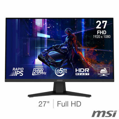 MSI MAG 274F 27 inch Full HD Rapid IPS gaming monitor model 9S6-3CE41H-003 showcasing its sleek rear armor design and thin bezel frame. - 1