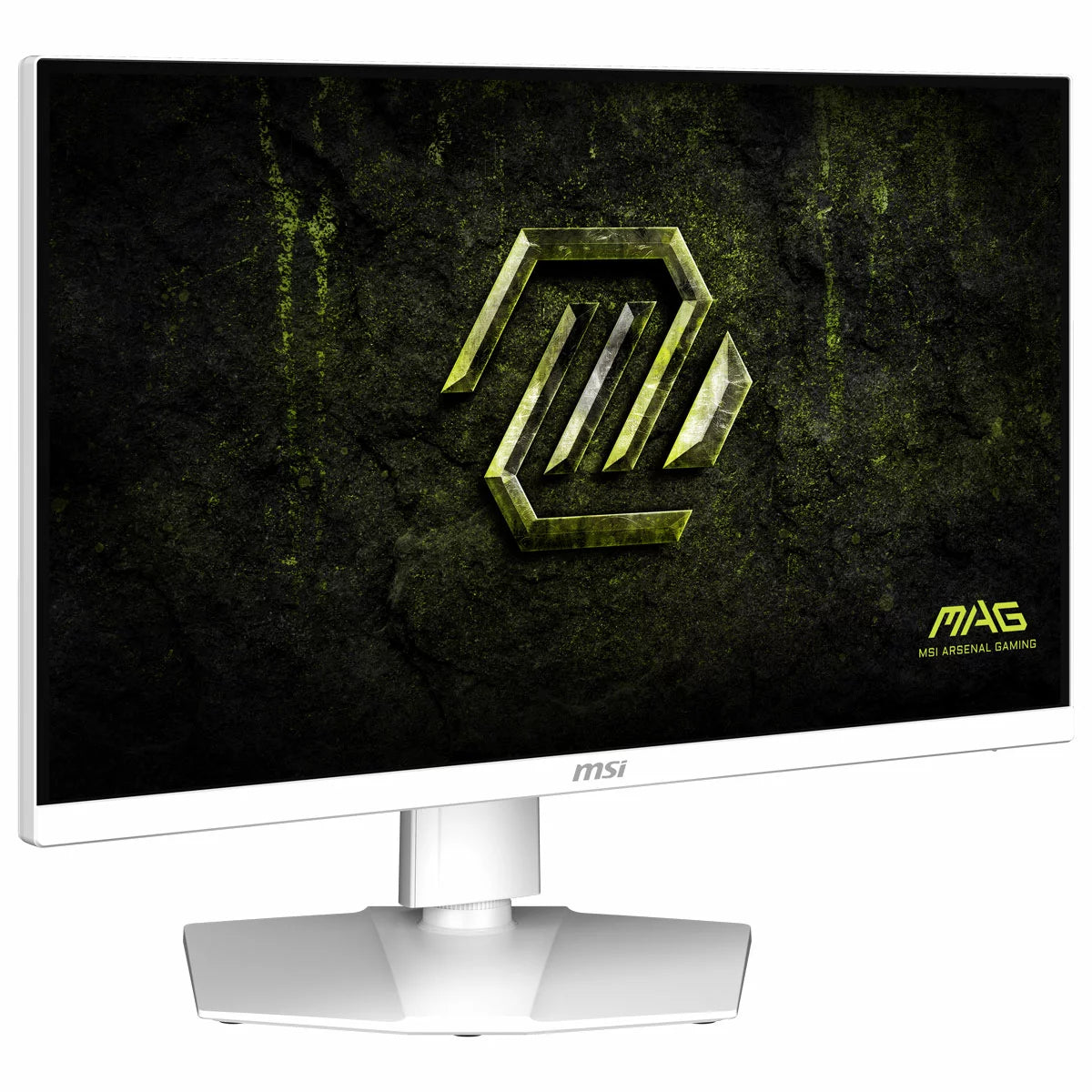 MSI MAG 274QRFW E20 27 inch WQHD Rapid IPS white gaming monitor model 9S6-3CF99T-003 showing its frameless screen, adjustable stand, and premium chassis.  - 1