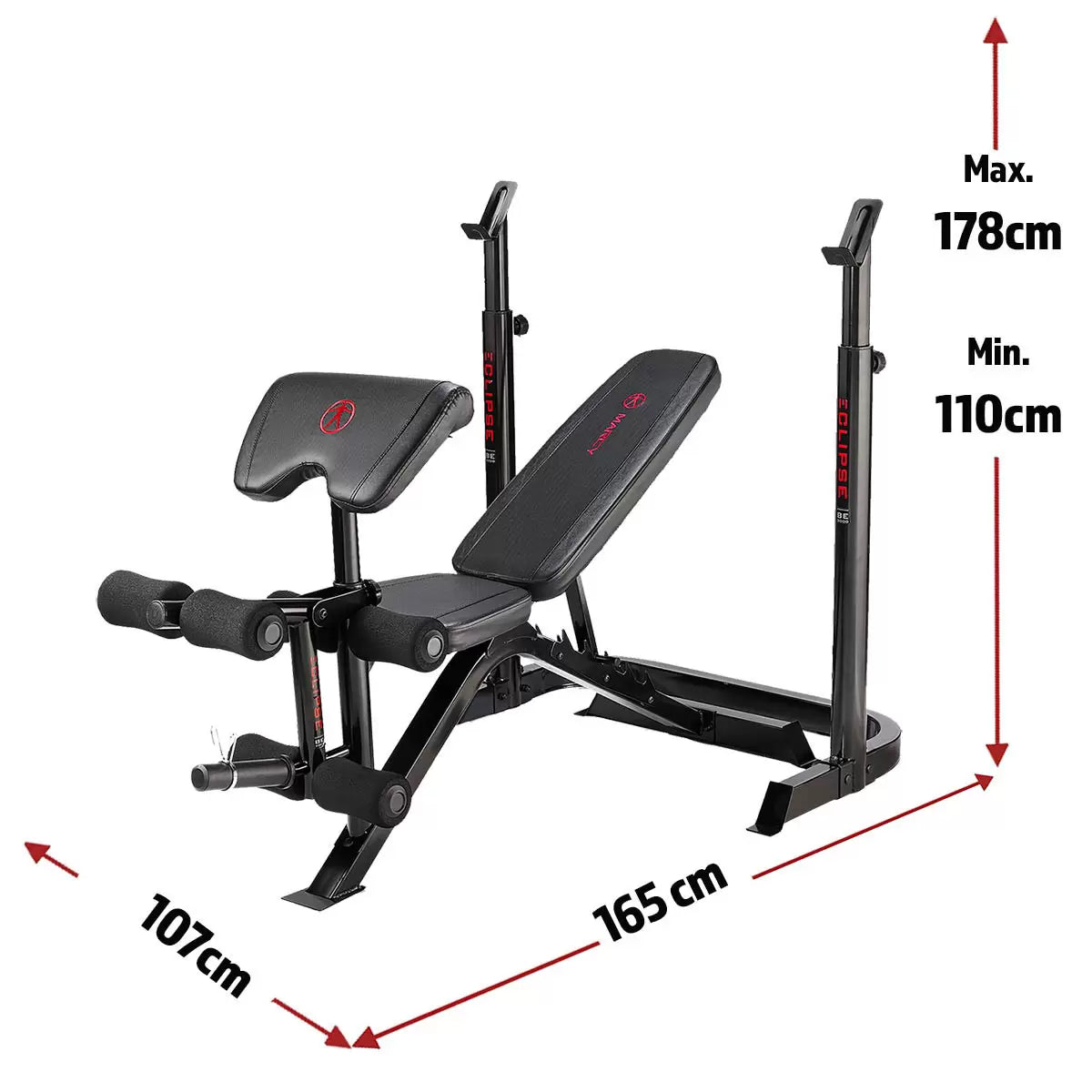 Marcy BE3000 Eclipse Weight Bench and Squat Rack for full body strength training and home gym workouts